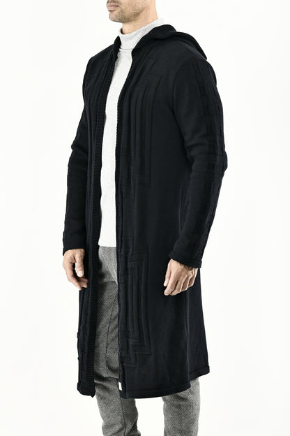 Menswear Black Relief Tracks Cotton Cardigan ZG5640