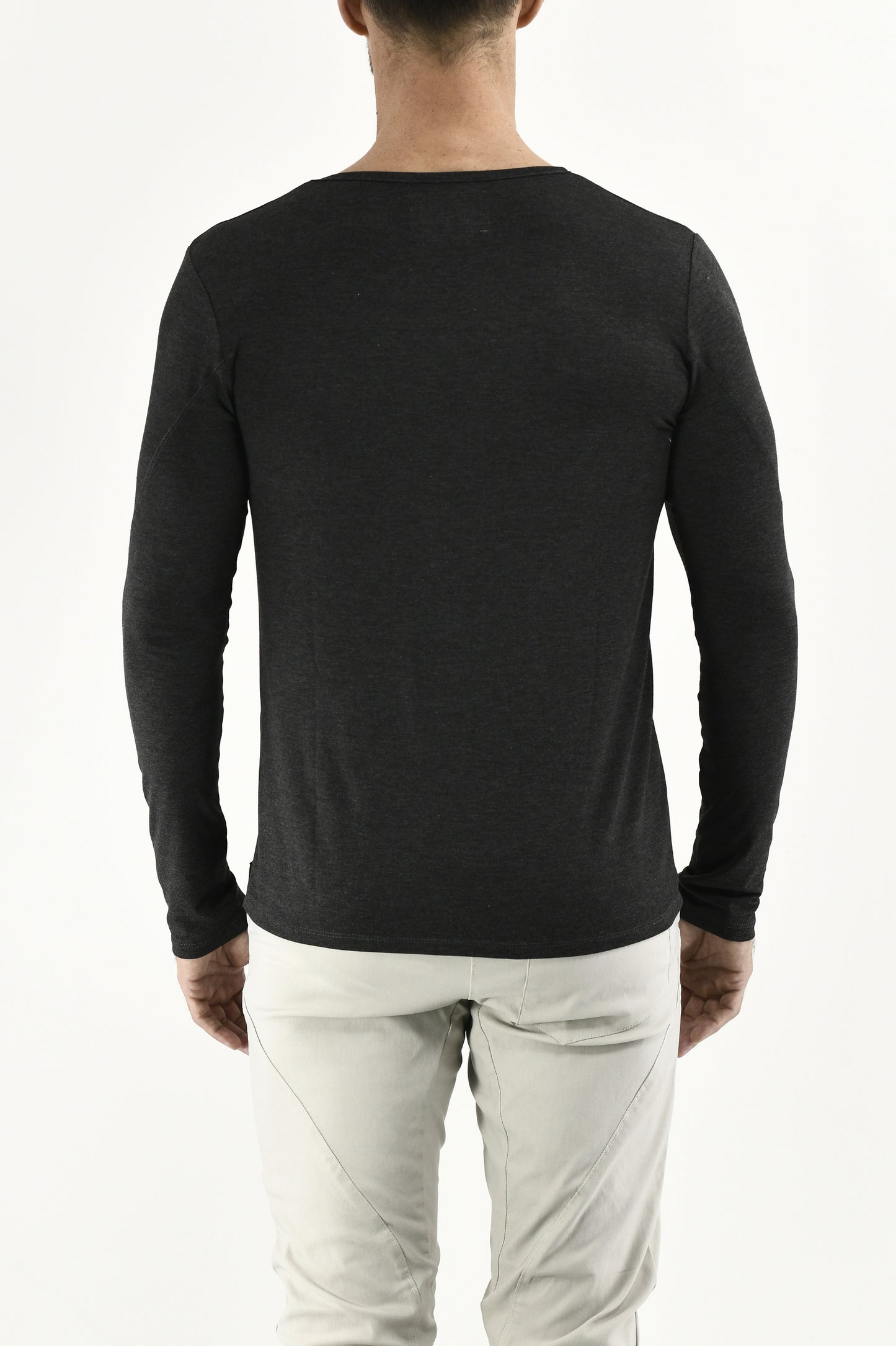 Menswear Charcoal Long Sleeve Cutline Pocket T ZG5650