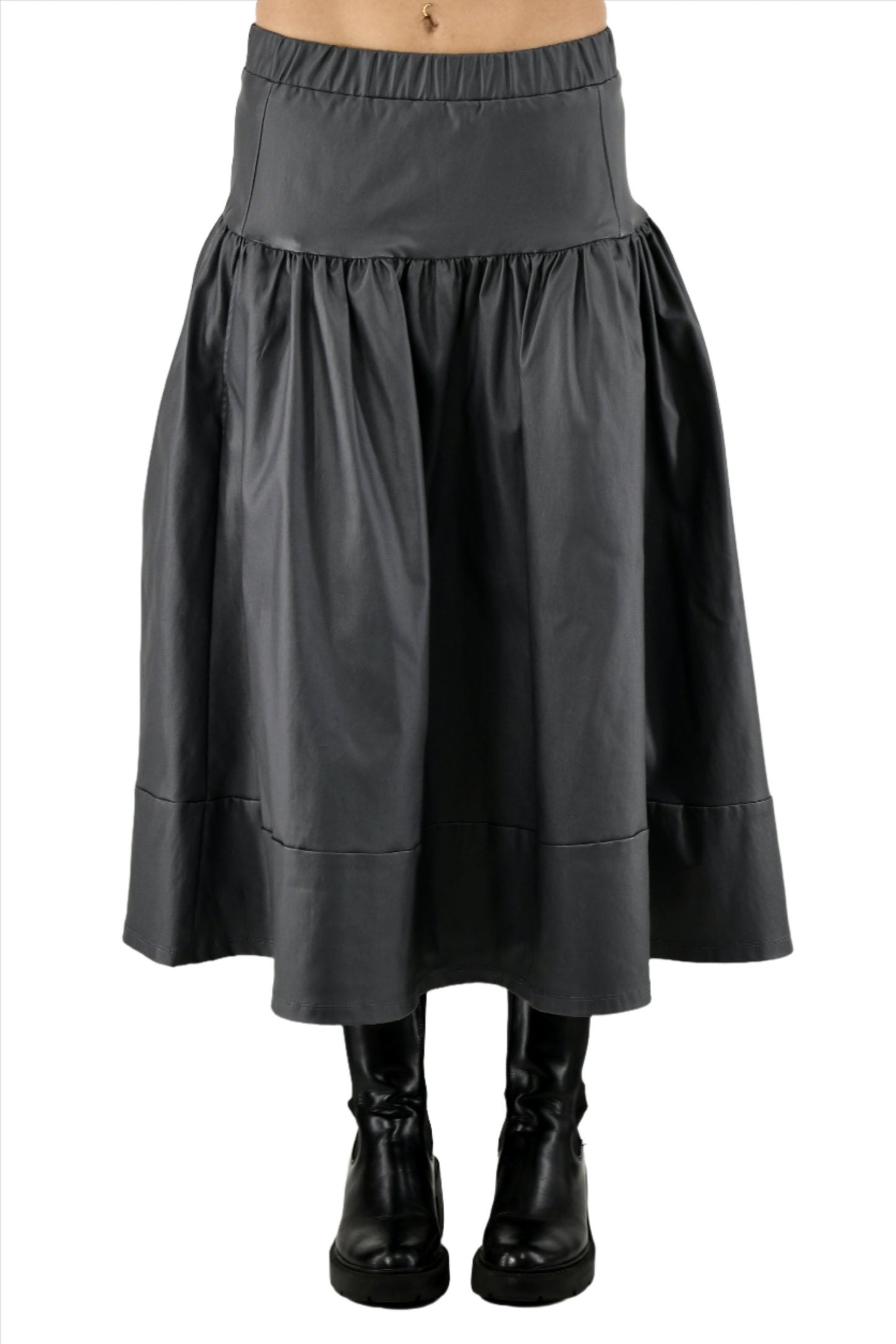 Women’s Grey Pleather Skirt ZG5653