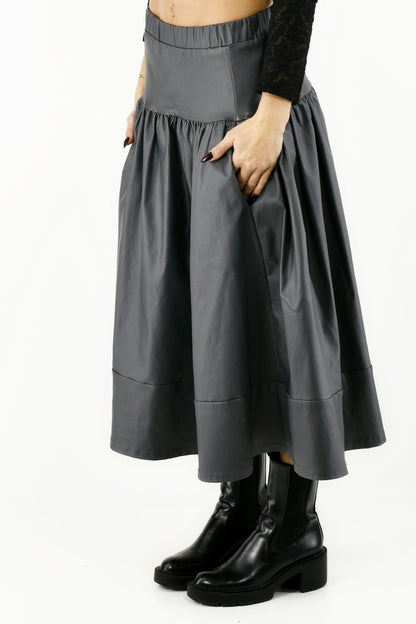 Women’s Grey Pleather Skirt ZG5653