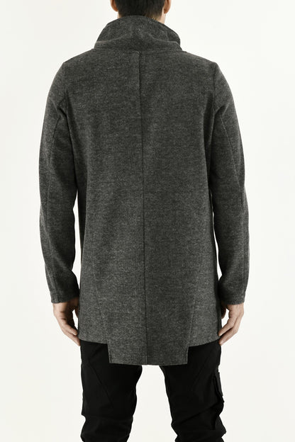 Mens Grey Melton Funnel neck Coat ZG5663