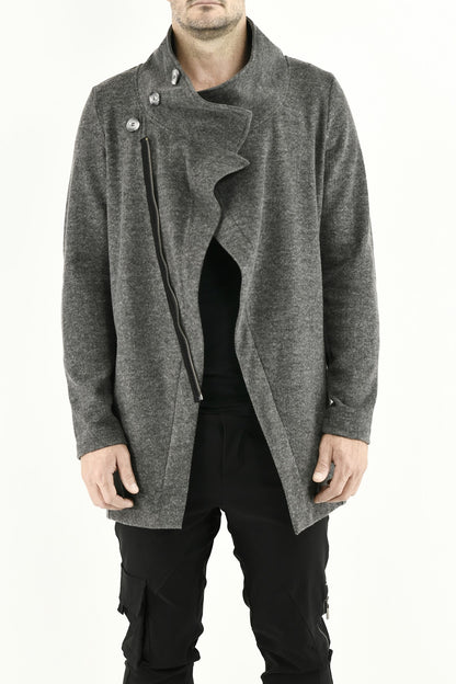 Mens Grey Melton Funnel neck Coat ZG5663