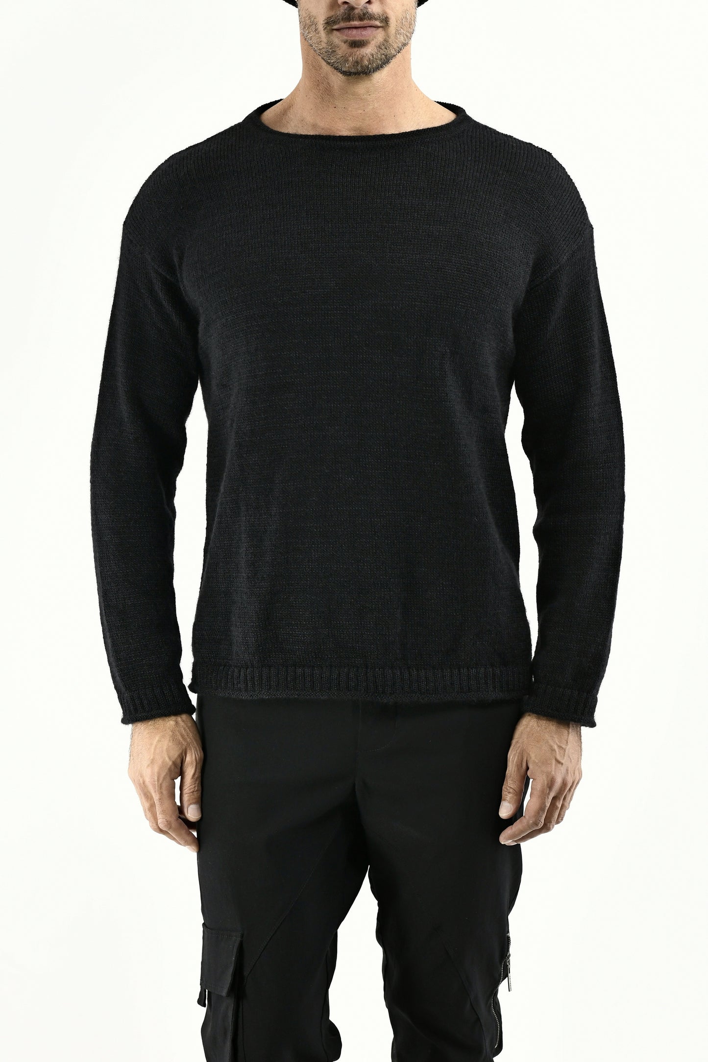 Mens Black Mohair Blend Jersey ZG5664