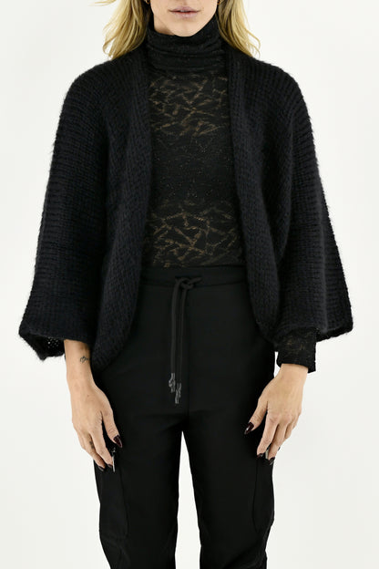 Ladies Black Mohair and Silk Cardigan ZG5666