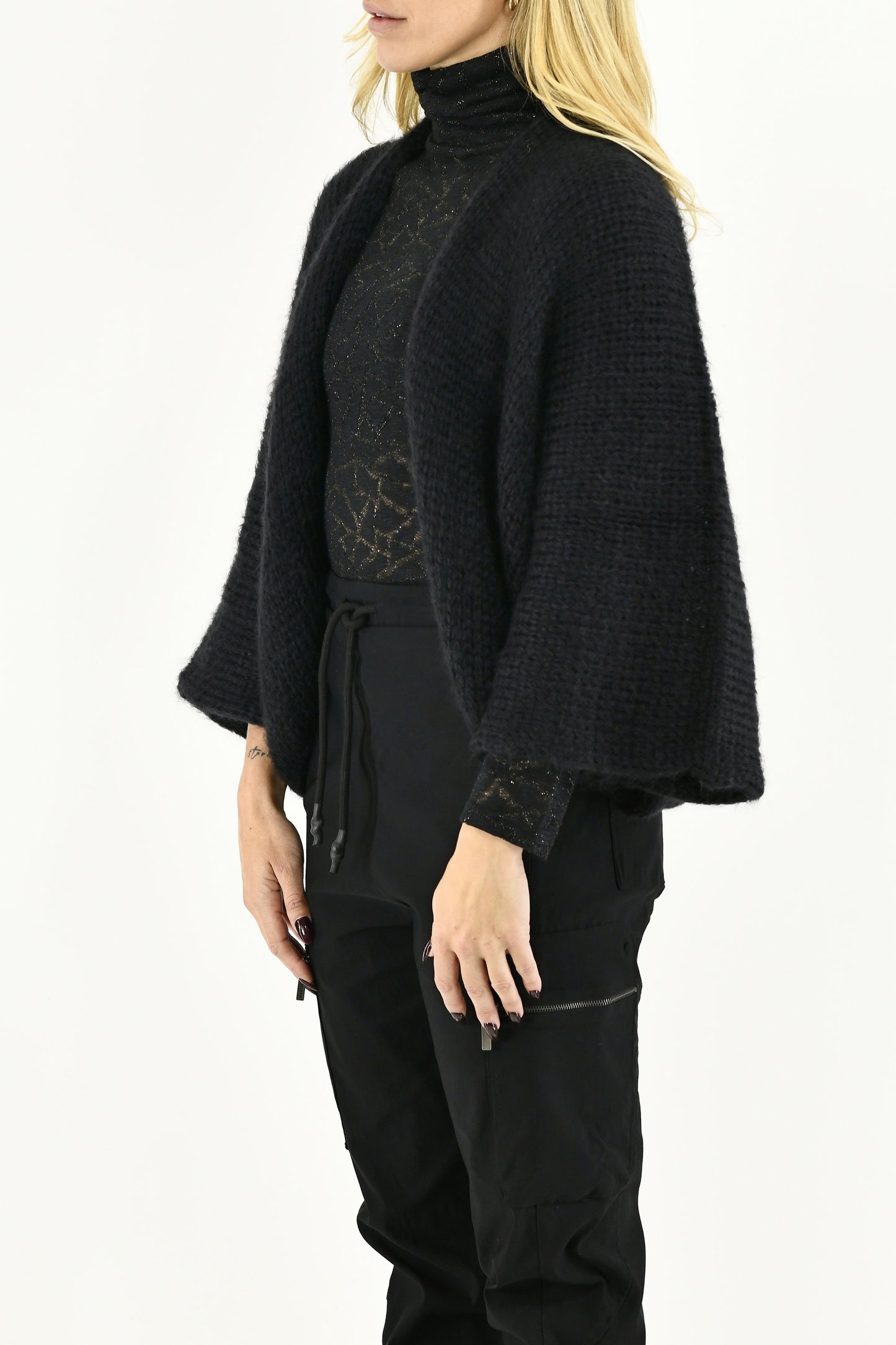 Ladies Black Mohair and Silk Cardigan ZG5666