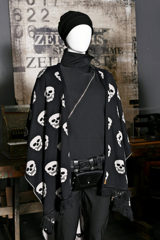 Cotton Skull Poncho with Fringing ZG5674