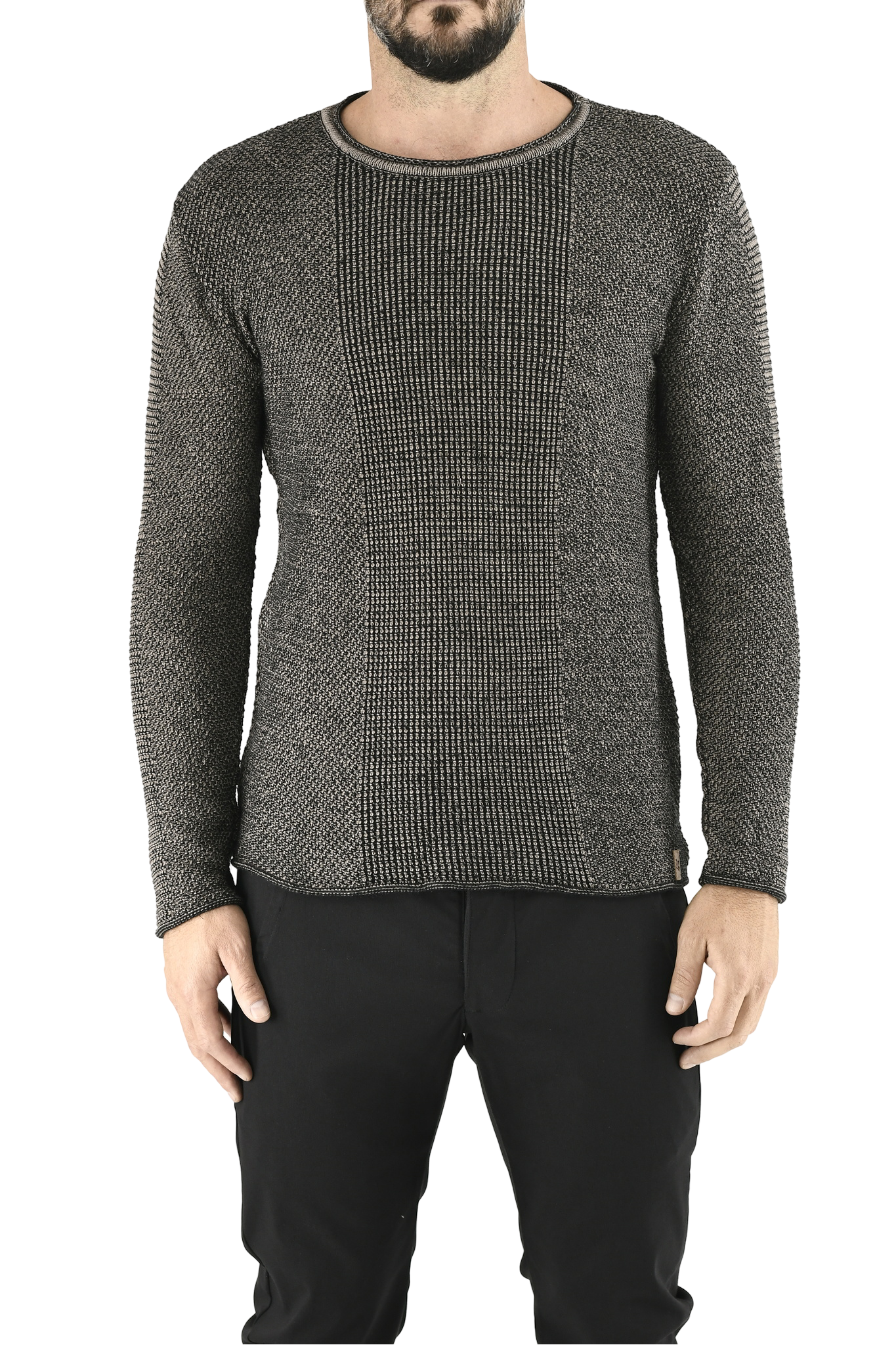 Mens Taupe Marl Cotton Pebble Crewneck Jersey ZG5675