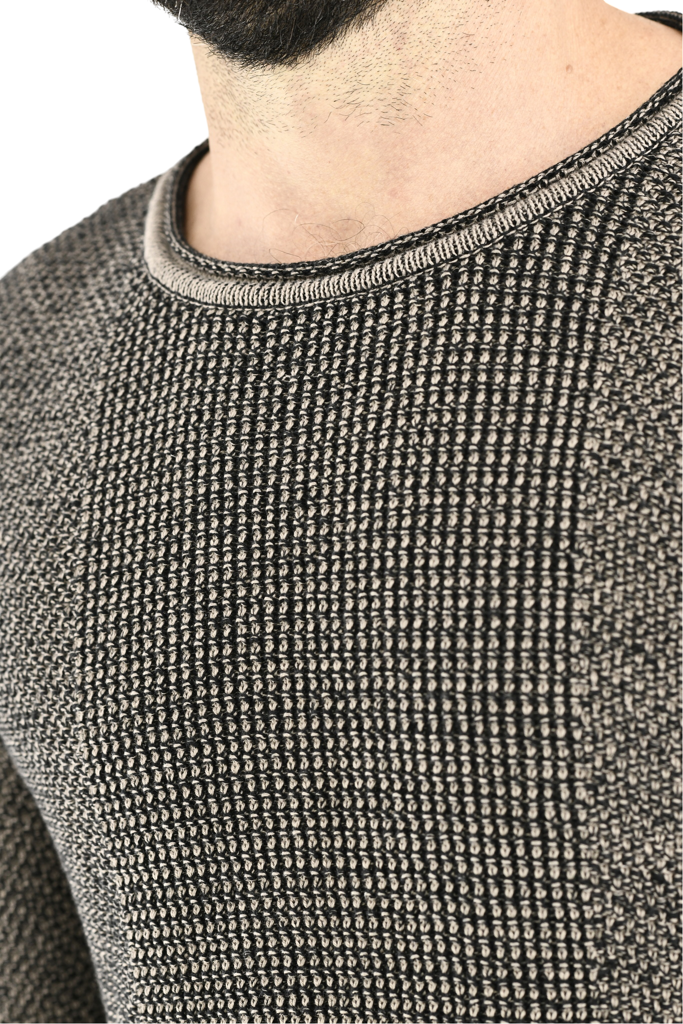 Mens Taupe Marl Cotton Pebble Crewneck Jersey ZG5675