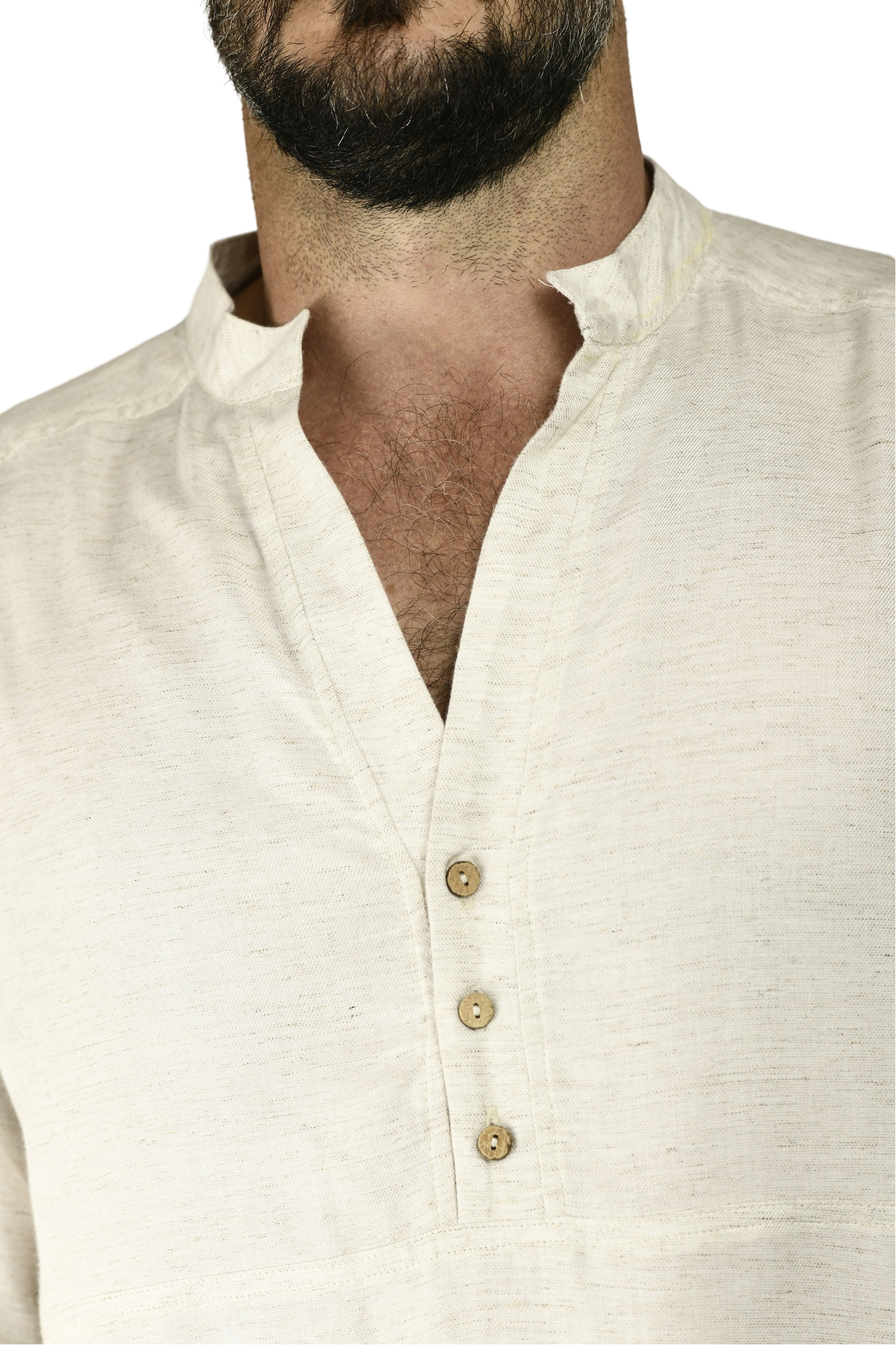 Menswear Natural Linen Placket Shirt ZG5698