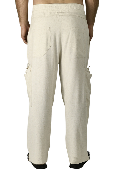 Menswear Natural Linen Toggle Cargo Pants ZG5690