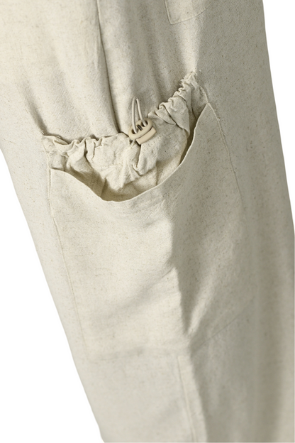 Menswear Natural Linen Toggle Cargo Pants ZG5690