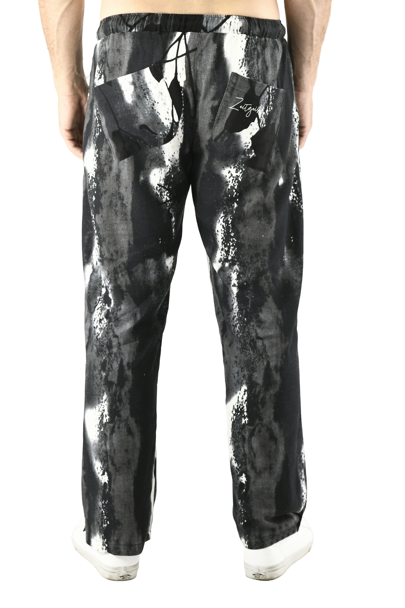 Menswear Grey Skies Printed Linen Pants ZG5702