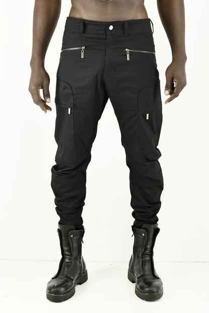 Menswear Black Zip Cuff Cargo Jogger Pants ZG5580