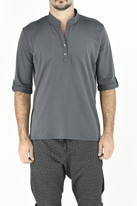 Menswear Grey Placket Shirt ZG5739