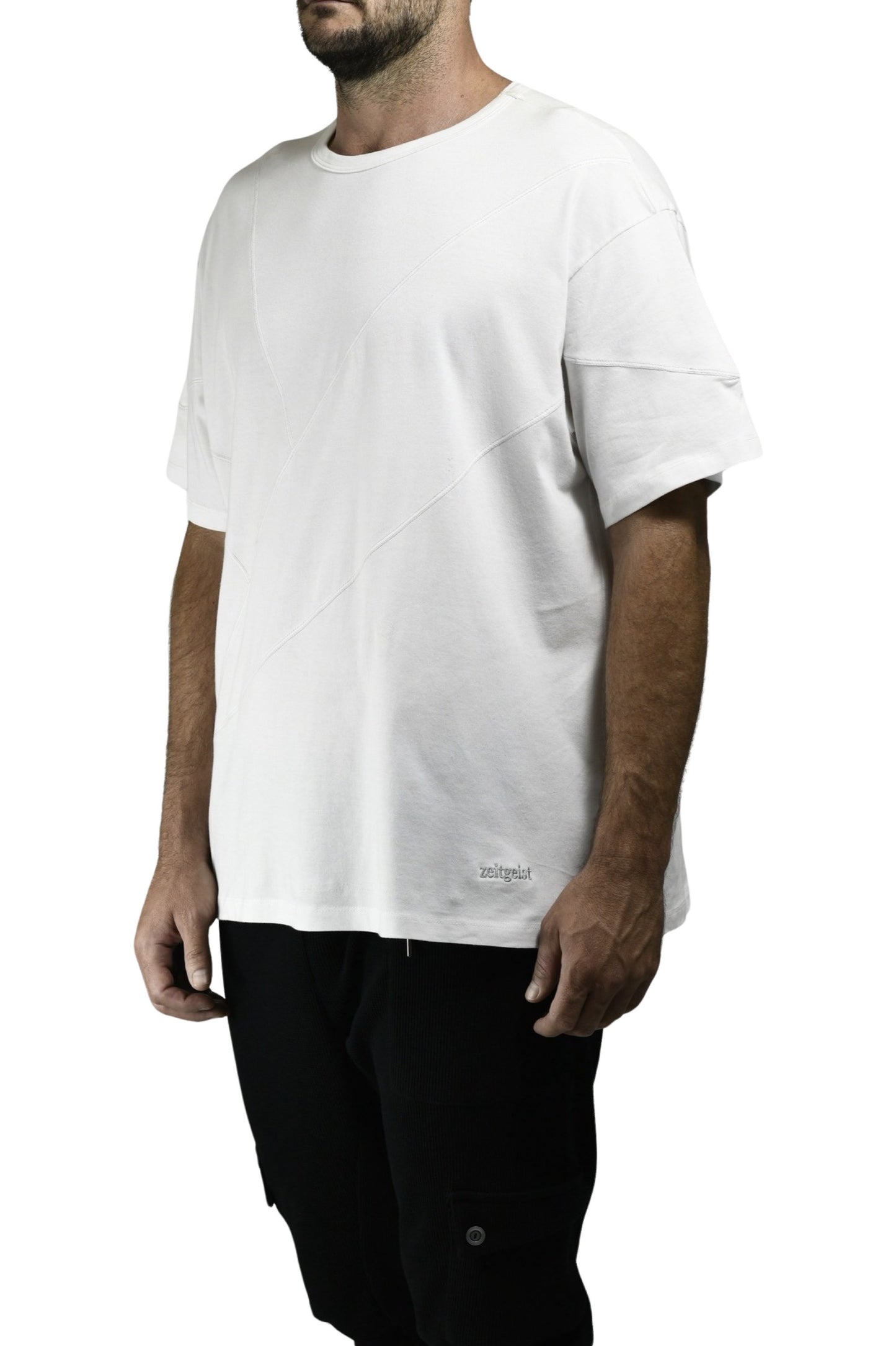 Menswear White Oversize Cutline T ZG5611