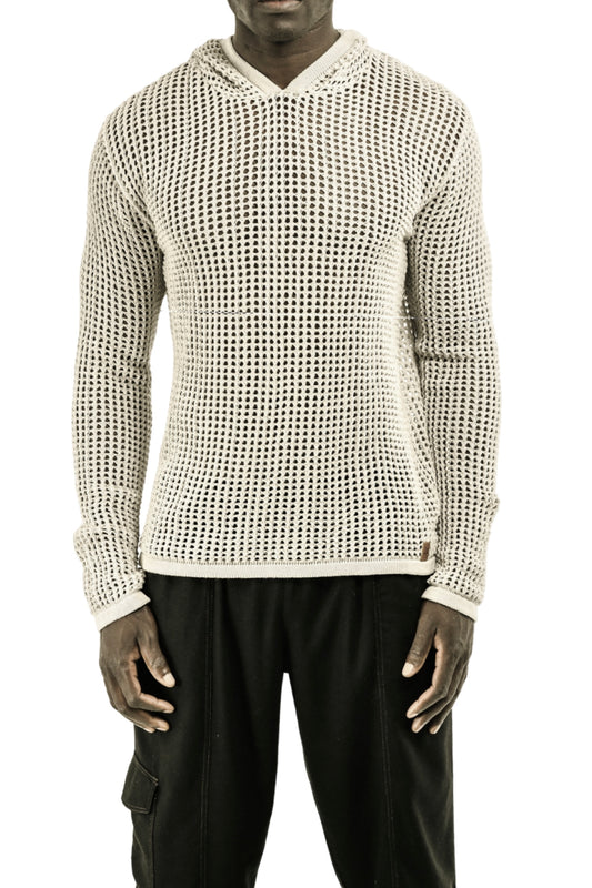 Menswear Cement Knitwear Mesh Hoody Sweater ZG5680