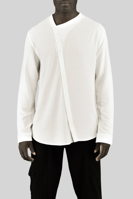 Menswear Asymmetric Concealed Stand Shirt ZG5679