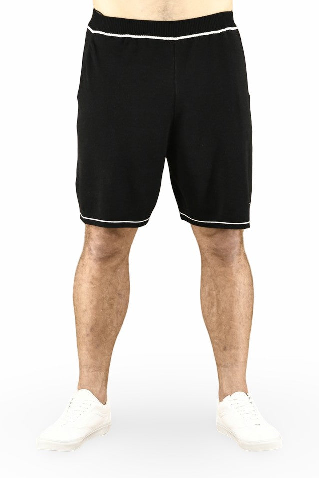 Men's Black Cotton Tipped Knitwear Shorts | ZG5804