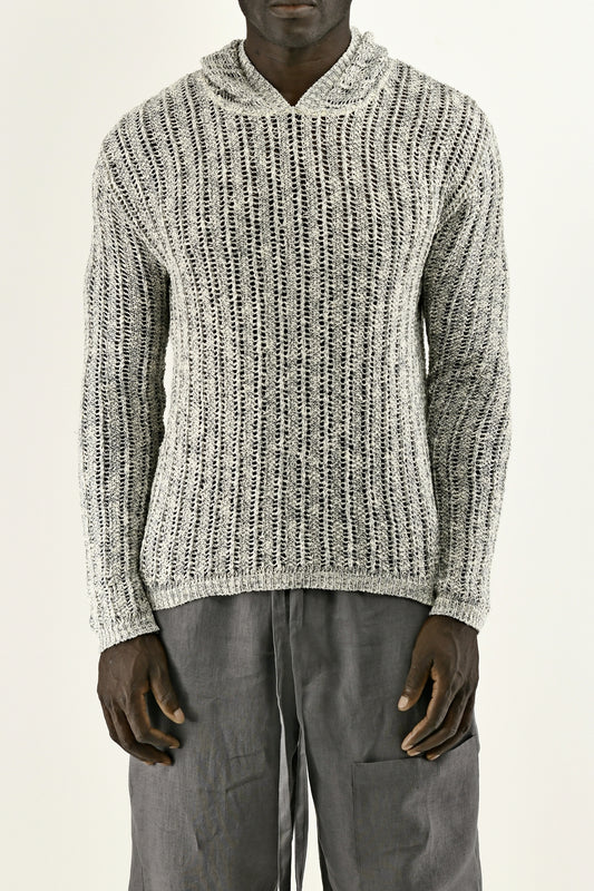 Men's Knitwear Marl Ladder Rib Hoody Top ZG5778