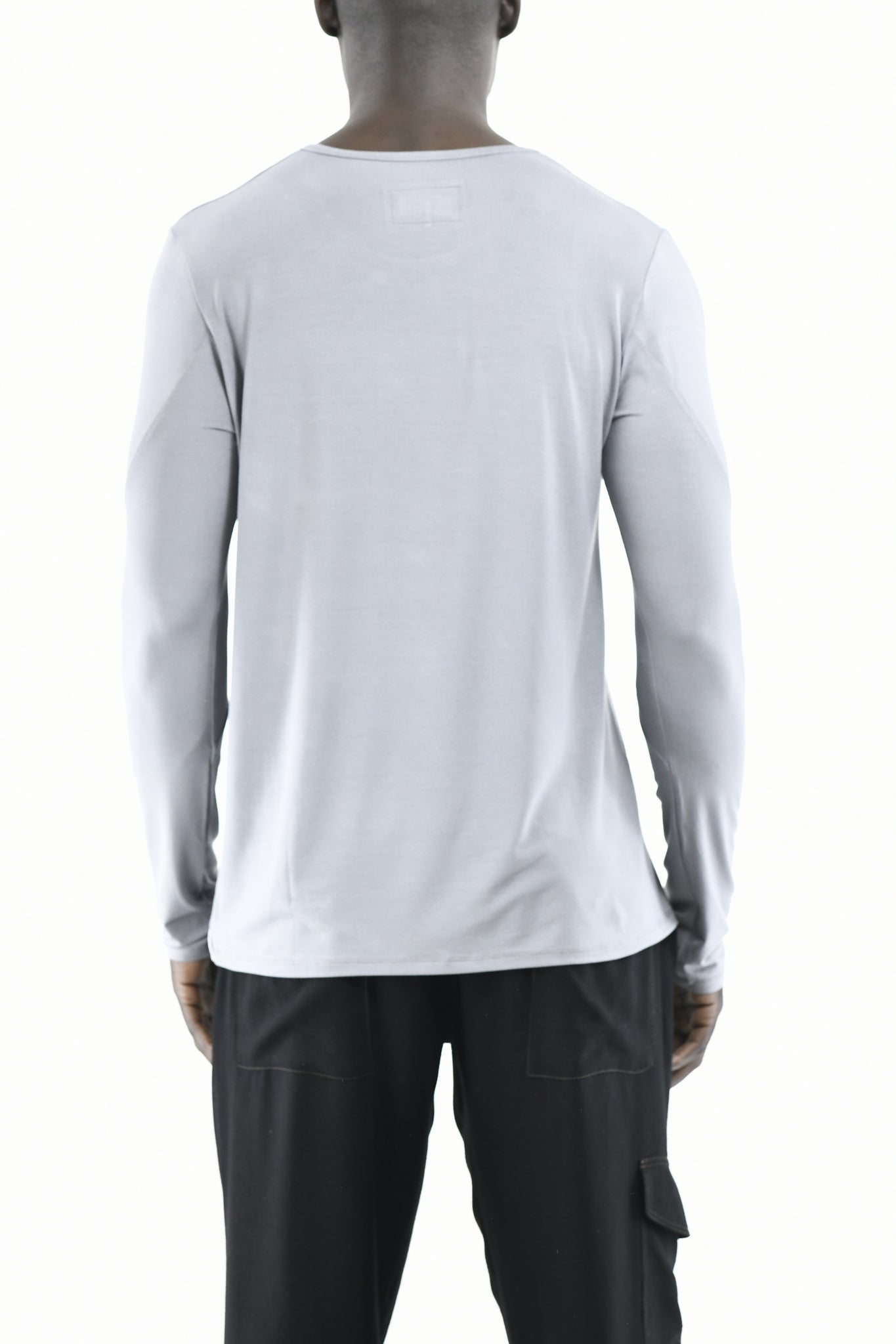 Menswear Light Grey Long Sleeve Cutline Pocket T ZG5649