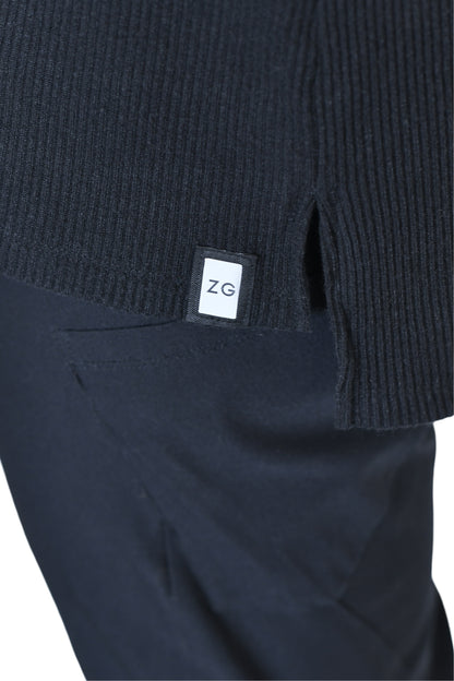 Menswear Black Rib Cutline Hoody ZG5730