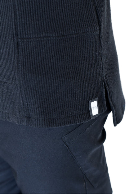 Menswear Black Rib Cutline Hoody ZG5730