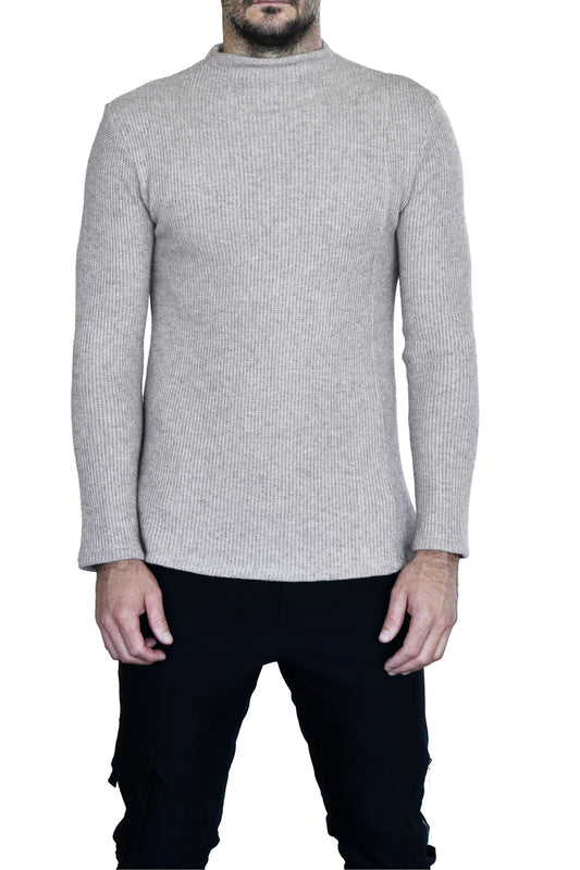 Menswear Nude Melange Rib Funnel with side Zips ZG5729
