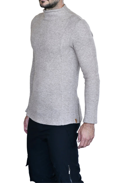 Menswear Nude Melange Rib Funnel with side Zips ZG5729