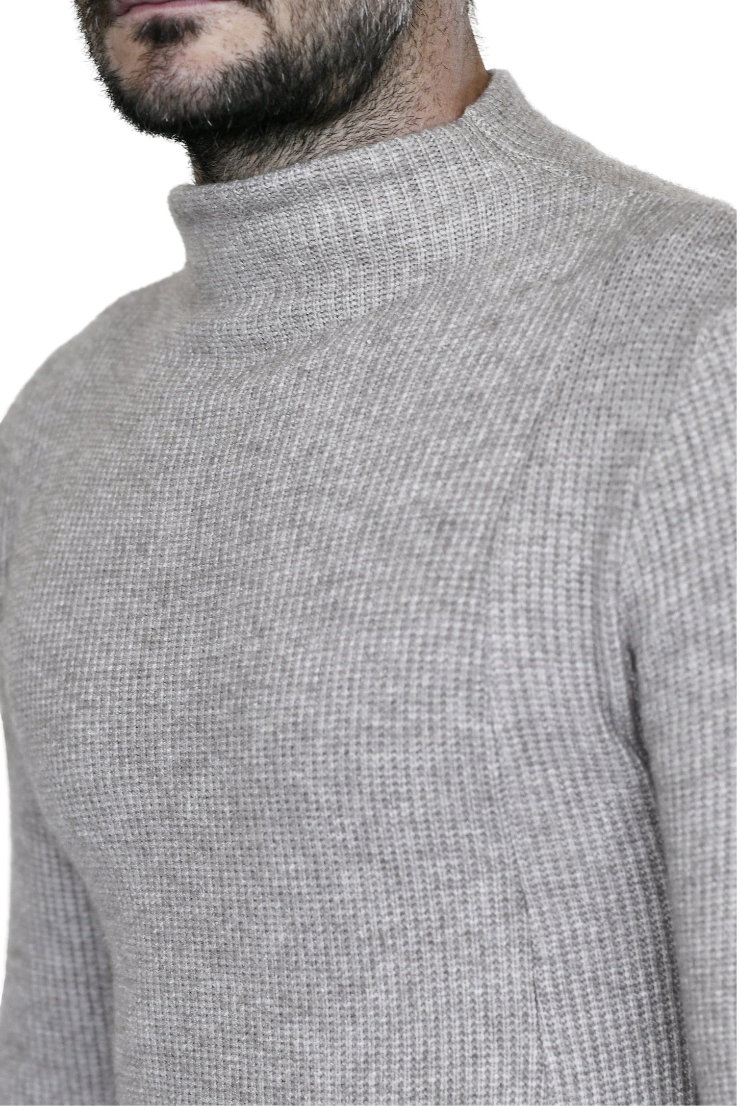 Menswear Nude Melange Rib Funnel with side Zips ZG5729