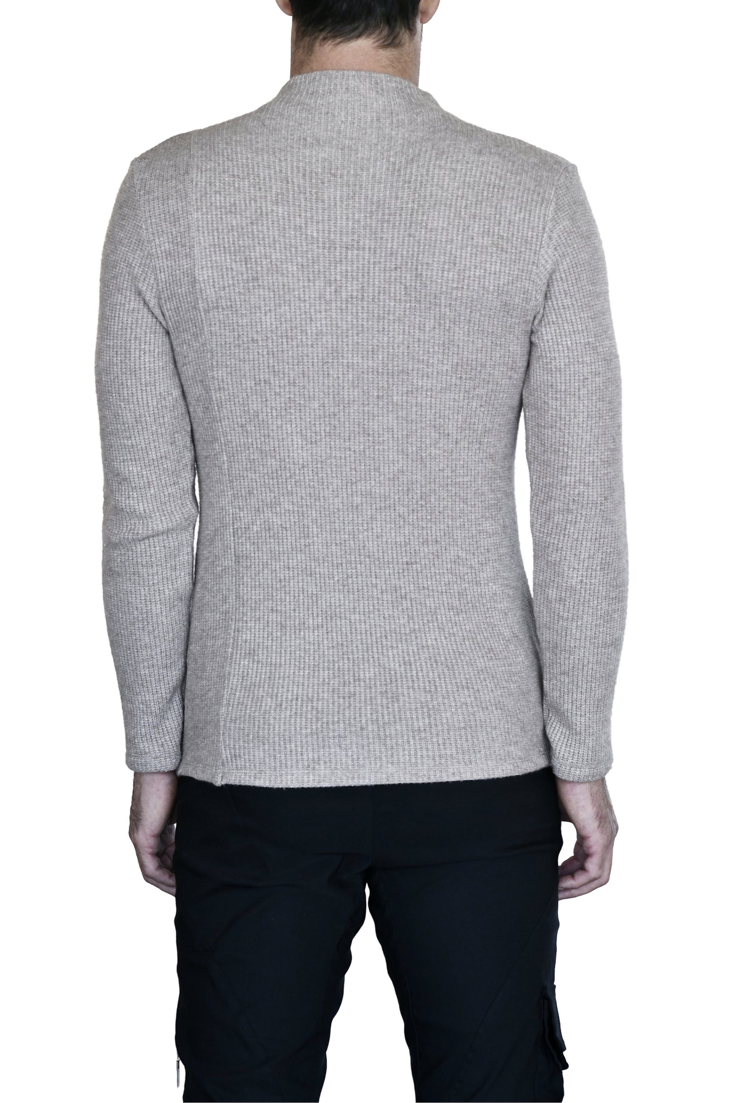 Menswear Nude Melange Rib Funnel with side Zips ZG5729