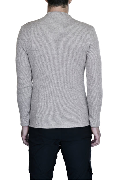 Menswear Nude Melange Rib Funnel with side Zips ZG5729