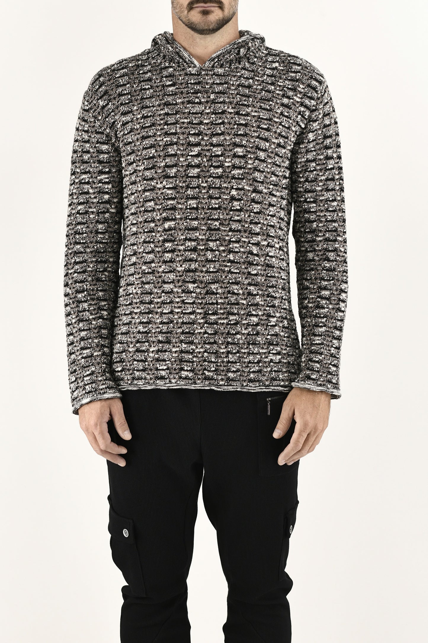 Men's Knitwear Boucle Hoody Top ZG5735