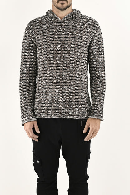 Men's Knitwear Boucle Hoody Top ZG5735