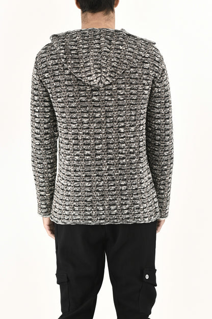 Men's Knitwear Boucle Hoody Top ZG5735