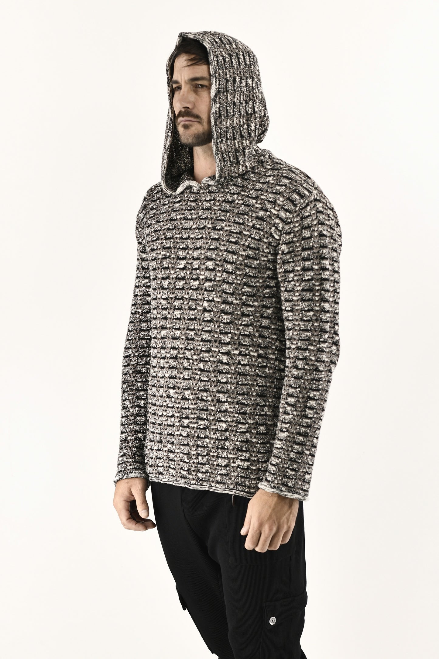 Men's Knitwear Boucle Hoody Top ZG5735