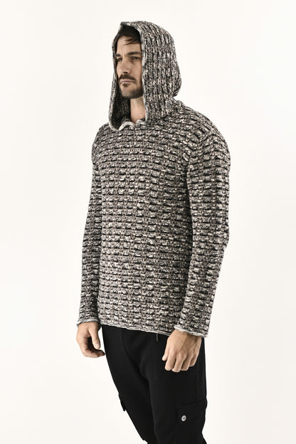 Men's Knitwear Boucle Hoody Top ZG5735