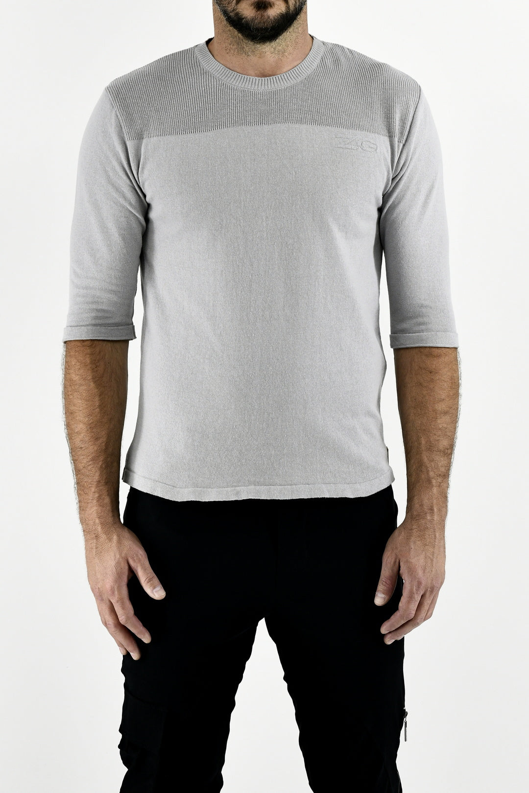 Menswear Grey 3/4 Sleeve Logo Sweater ZG5594