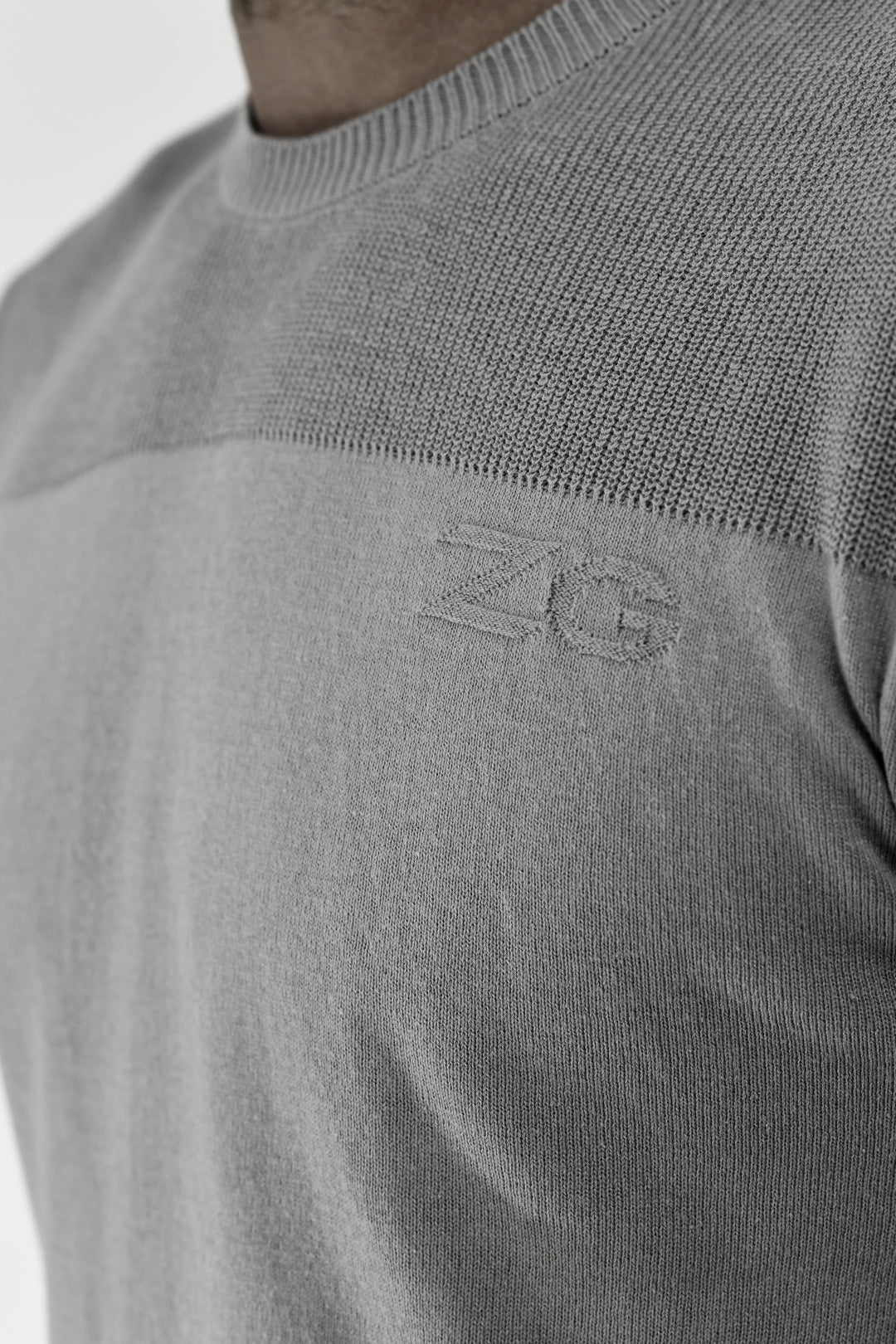 Menswear Grey 3/4 Sleeve Logo Sweater ZG5594