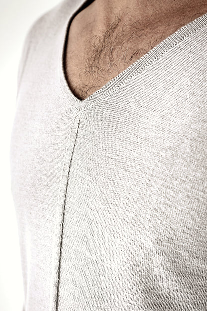 Mens Off-white Raised Rib Detail Cotton Summer Jersey ZG5541