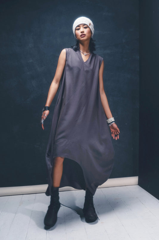 Women’s Grey Linen and Tencell dress ZG5592