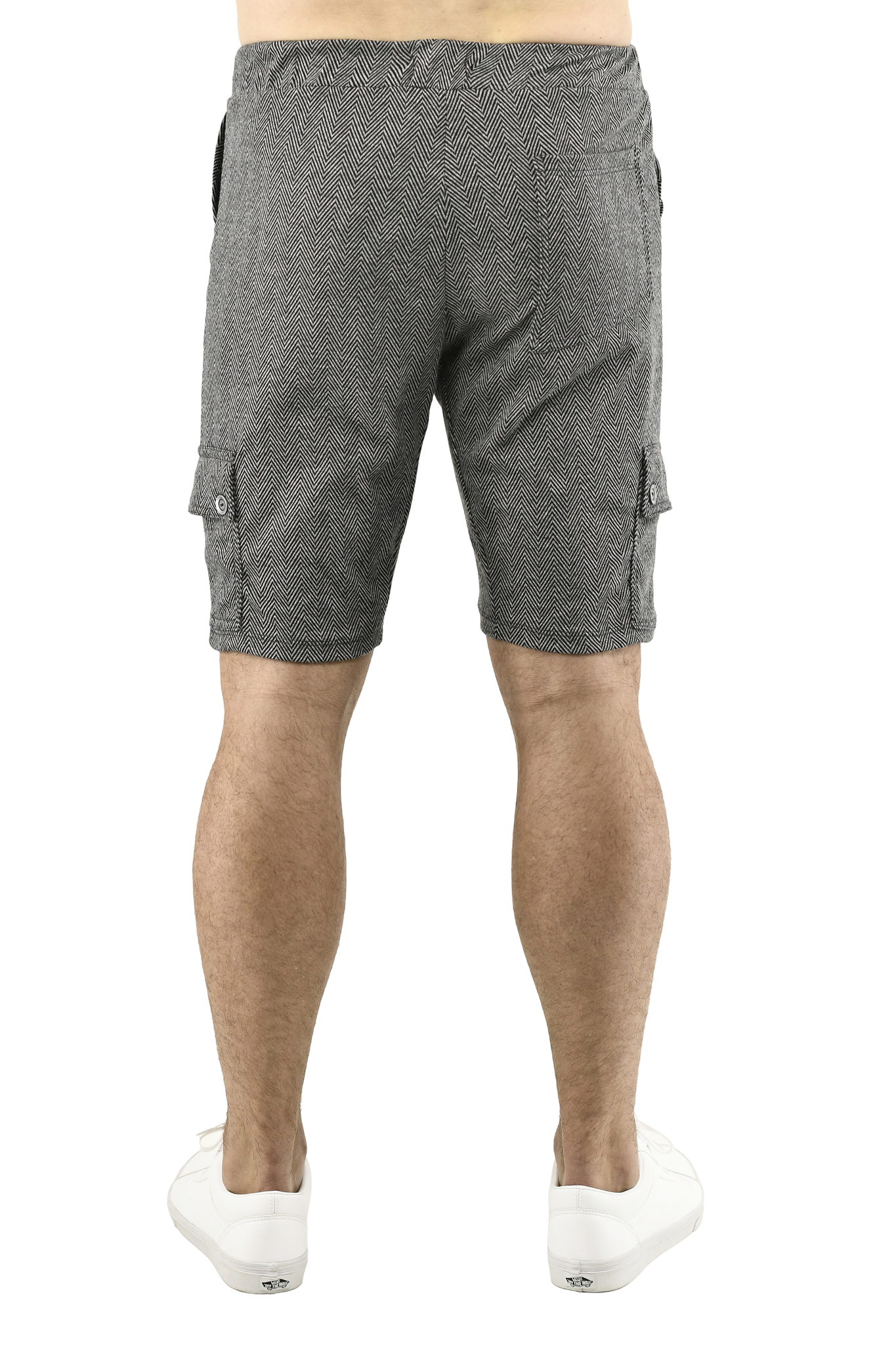 Menswear Grey Herringbone Cargo Jogger Shorts ZG5688