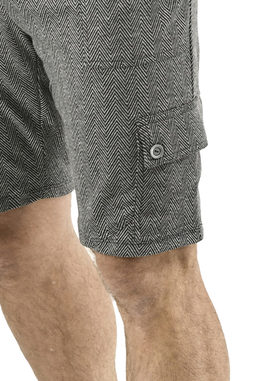 Menswear Grey Herringbone Cargo Jogger Shorts ZG5688