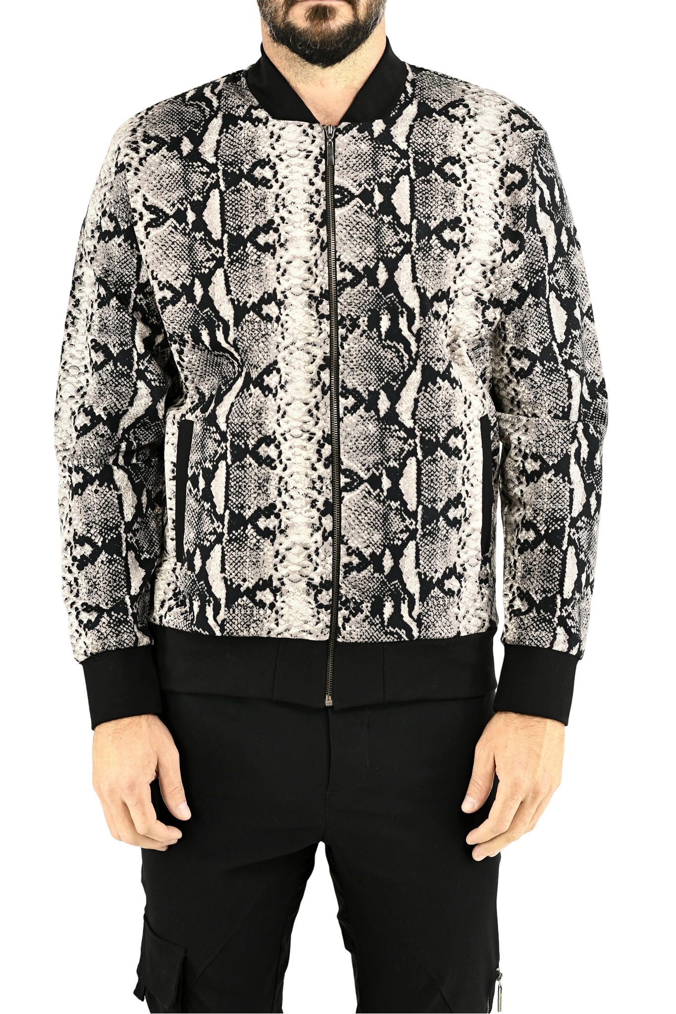 Menswear Snakeskin Zip Hoodie Bomber ZG5691