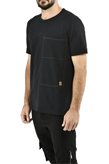 Menswear Black XL Pocket Cotton T ZG5693