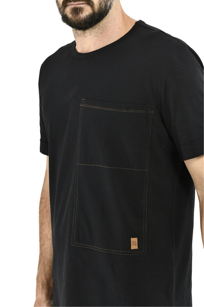 Menswear Black XL Pocket Cotton T ZG5693