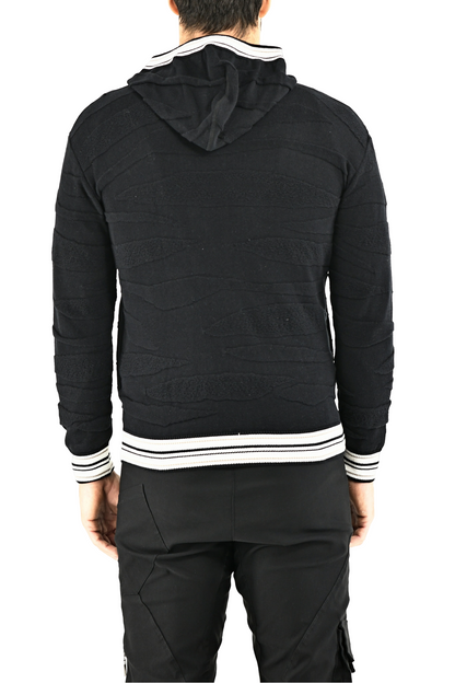 Menswear Knitwear Stripe Cuff Hoody Zip Through ZG5694