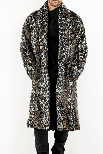 Mens Lined Faux Fur Leopard II Coat ZG5446