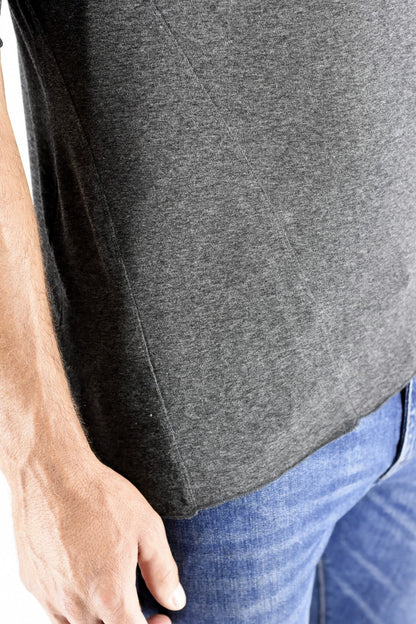 Dark Grey Melange 3/4 Sleeve T-shirt ZG5173