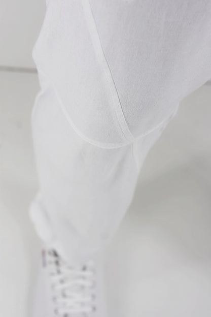 Mens White Linen Drawcord Trousers ZG5409