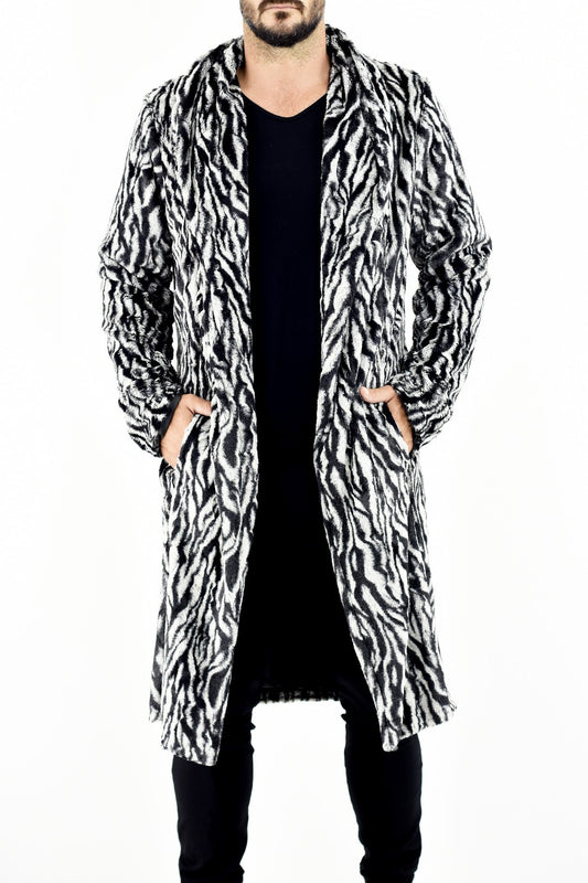 Mens Faux Fur Snow Tiger Coat ZG5417